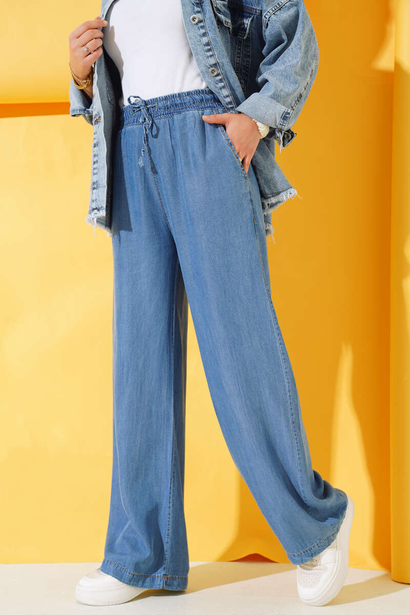 Baggy High-Waisted Denim Pants Dark Blue - immagine 6