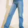 ⁦Wide Leg Denim Pants Blue⁩ - الصورة ⁦5⁩