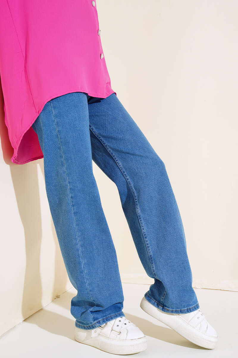 Wide Leg Denim Pants Denim Blue