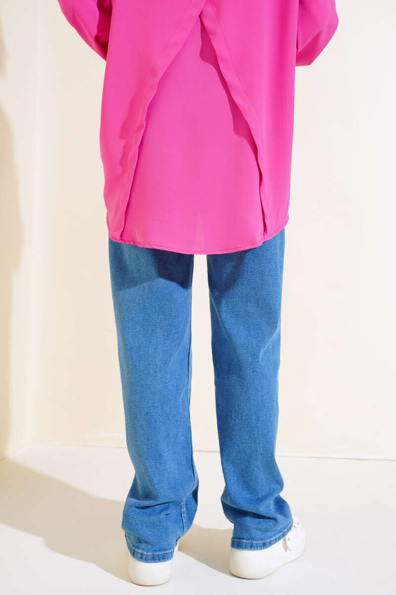 Wide Leg Denim Pants Denim Blue - Image 3