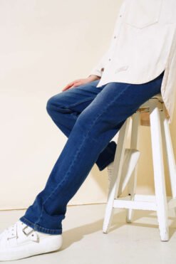 Wide Leg Denim Pants Dark Blue