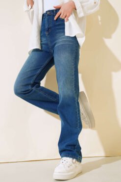 Wide Leg Denim Pants Blue