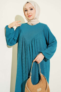 Alternative view of V-Neck Dress with Gathered Detail Petrol