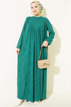 V-Neck Dress with Gathered Detail Green