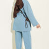 V-Neck Brooch-Embellished Denim Two-Piece Set Light Blue - Imagen 3
