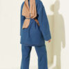 V-Neck Brooch-Embellished Denim Two-Piece Set Blue – Image 3