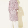 V-Neck Lace Trim Striped Blouse Rose Dust - الصورة 3