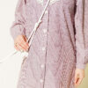V-Neck Lace Trim Striped Blouse Rose Dust - الصورة 4