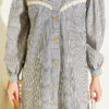 V-Neck Lace Trim Striped Blouse Black - immagine 4