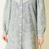 V-Neck Lace Trim Striped Blouse Green - Afbeelding 4