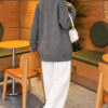 V-Neck Button-Front Oversized Knit Cardigan Smoke - Afbeelding 4