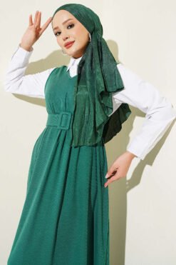 Alternative view of V-Neck Knit Jumper Dress Green