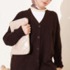 V-Neck Ribbed Oversized Knit Cardigan Dark Brown