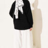 V-Neck Ribbed Oversized Knit Cardigan Black – Bild 3