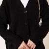 V-Neck Ribbed Oversized Knit Cardigan Black – Bild 4