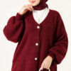 V-Neck Bearded Button-up Cardigan Burgundy – Bild 2