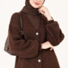 V-Neck Bearded Button-up Cardigan Brown - Imagen 2
