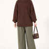 V-Neck Bearded Button-up Cardigan Brown - Imagen 4