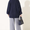 V-Neck Bearded Button-up Cardigan Navy Blue - Imagen 4