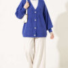 V-Neck Bearded Button-up Cardigan Saxon Blue – Image 3