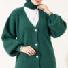 V-Neck Bearded Button-up Cardigan Green - الصورة 2