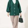 V-Neck Bearded Button-up Cardigan Green - الصورة 3