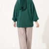 V-Neck Bearded Button-up Cardigan Green - الصورة 4