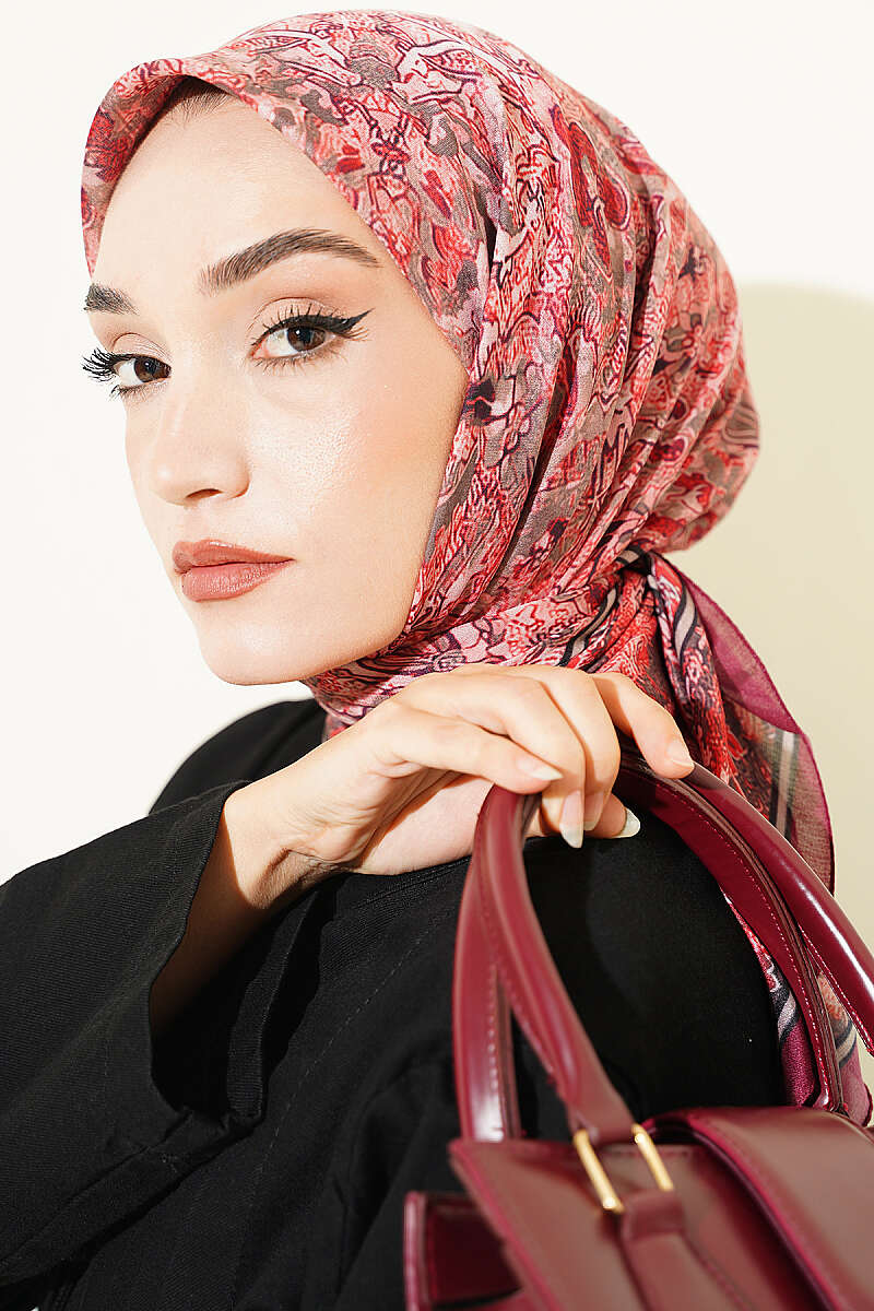 Velora Patterned Soft Shawl Burgundy