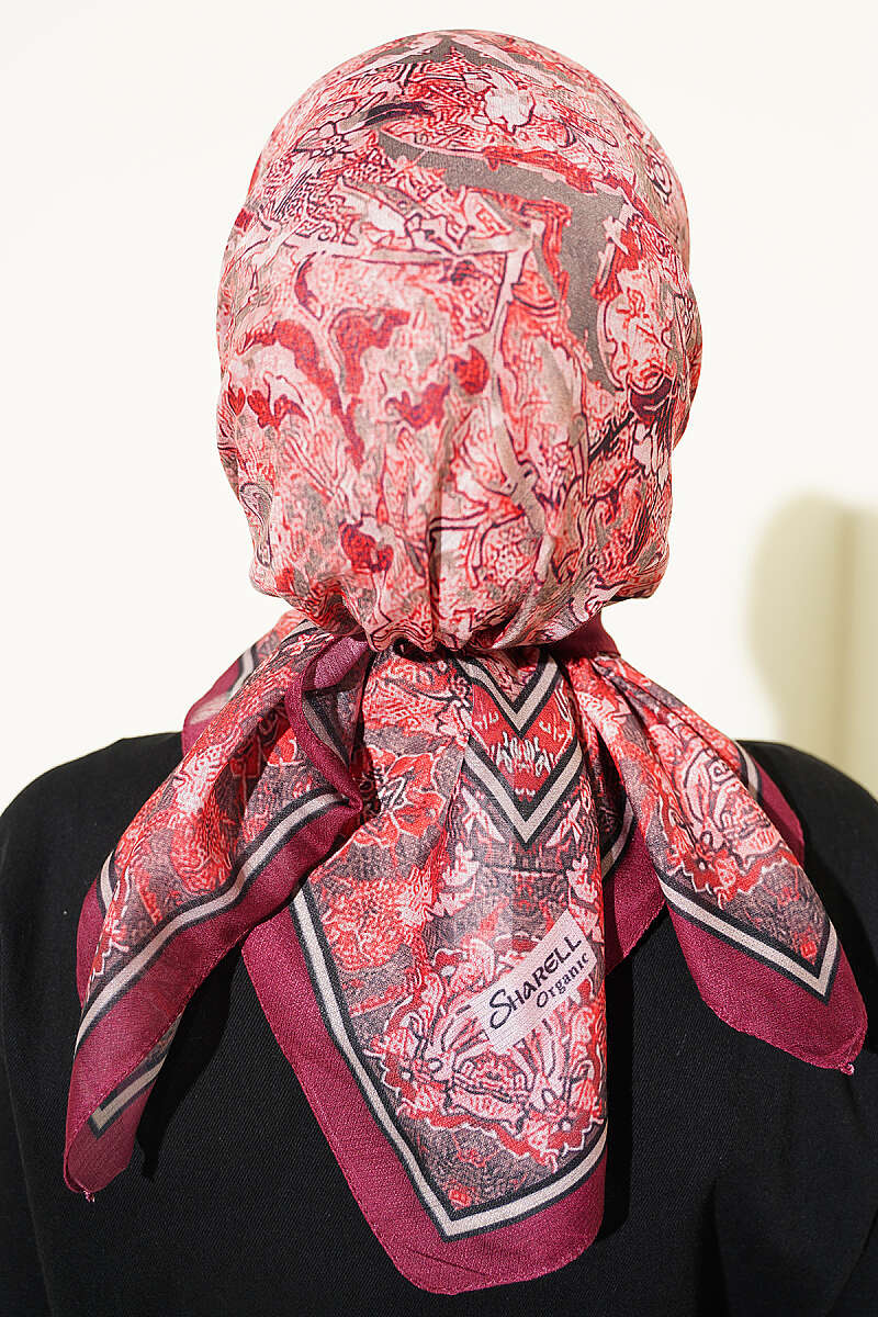 Velora Patterned Soft Shawl Burgundy - Afbeelding 3