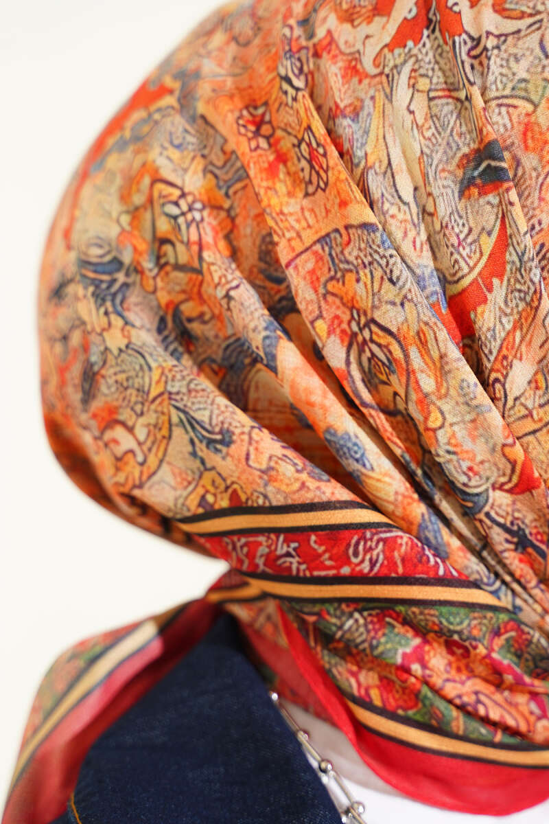 Velora Patterned Soft Shawl Red - Image 3