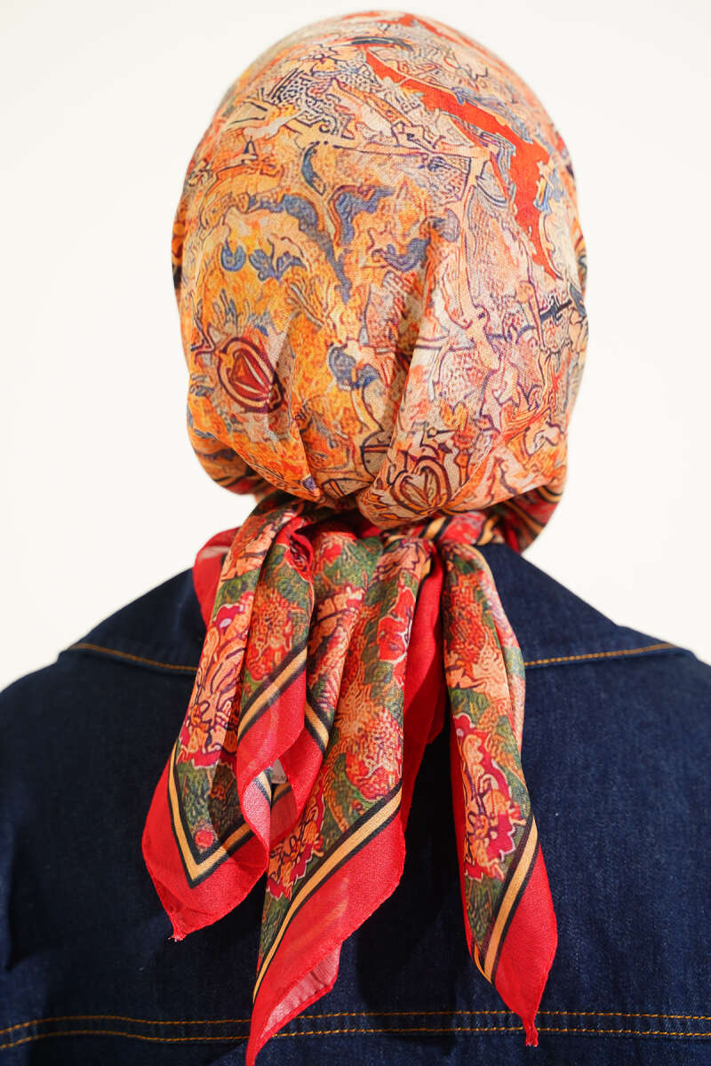 Velora Patterned Soft Shawl Red - Image 4