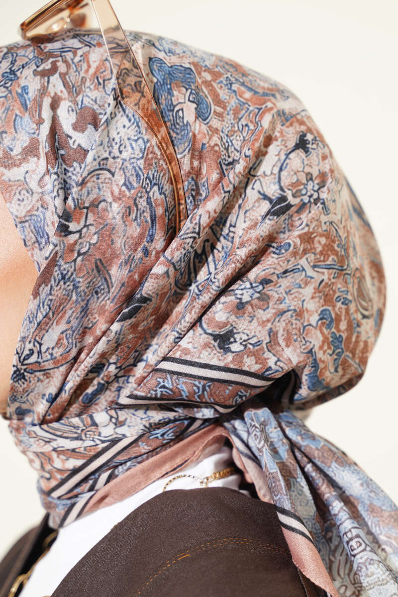 Velora Patterned Soft Shawl Latte - Image 4