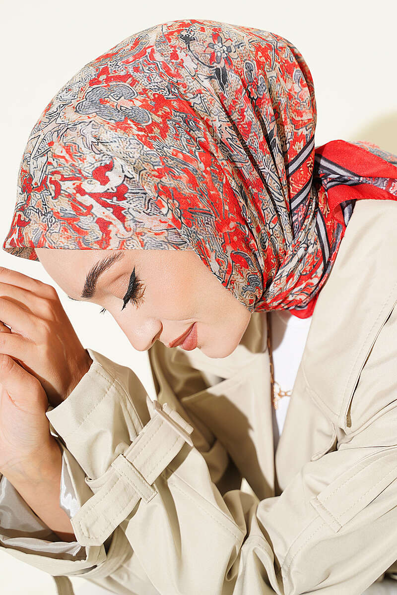 Velora Patterned Soft Shawl Pomegranate Blossom