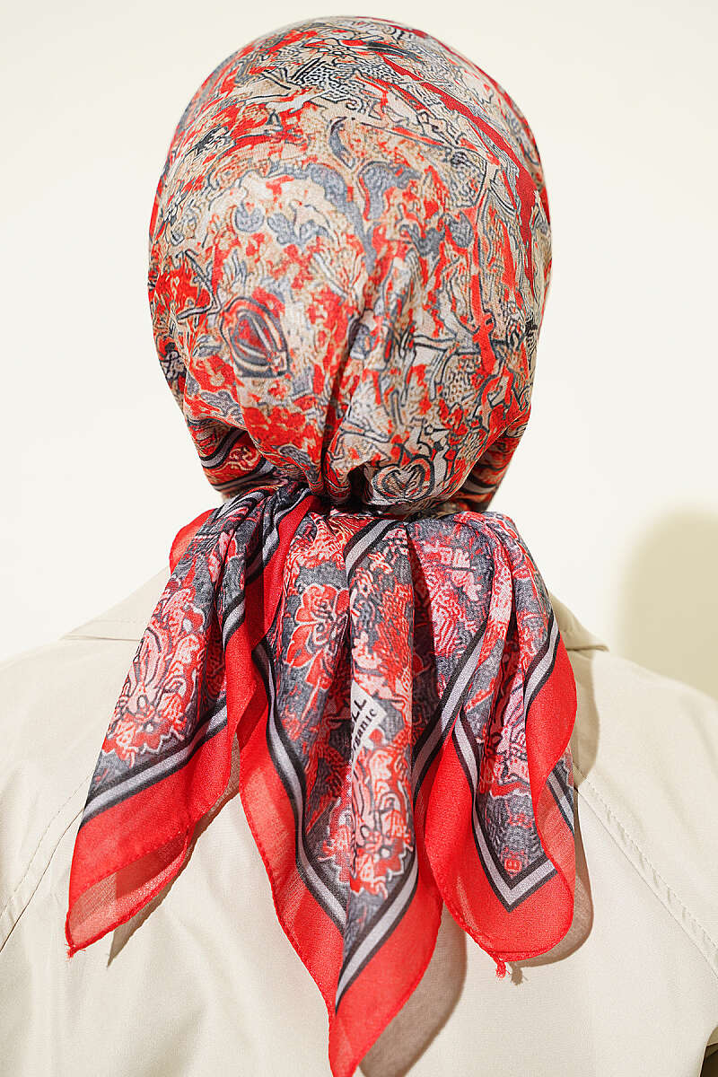 Velora Patterned Soft Shawl Pomegranate Blossom - Image 3