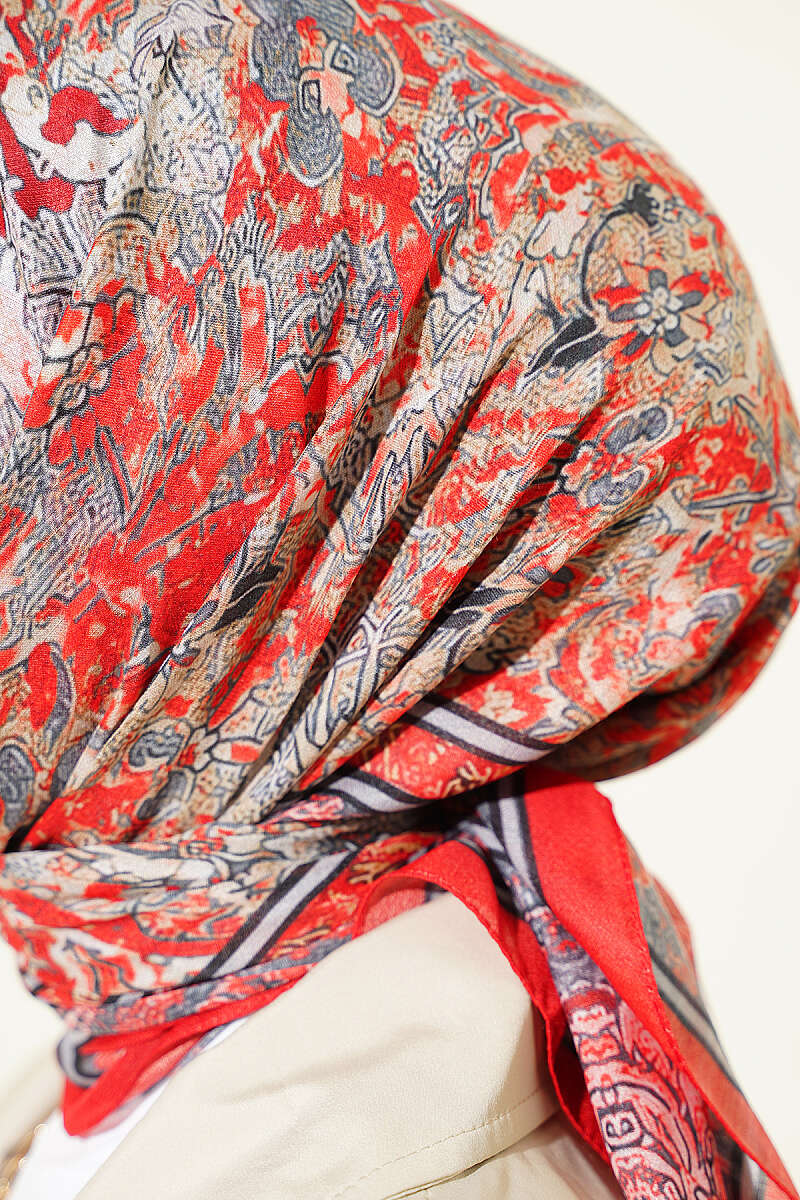 Velora Patterned Soft Shawl Pomegranate Blossom - Image 4