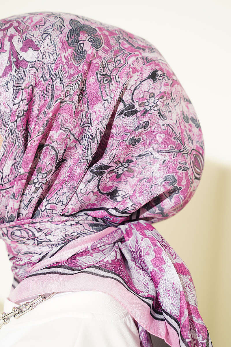 Velora Patterned Soft Shawl Pink - Image 4