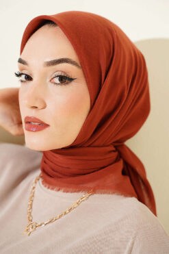 Alternative view of Vera Plain Scarf with Hem Edge Copper