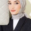 Vera Plain Scarf with Hem Edge Grey