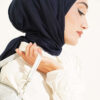 Vera Plain Scarf with Hem Edge Dark Navy - الصورة 2