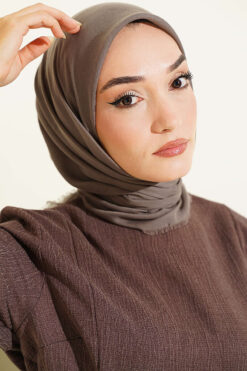 Alternative view of Vera Plain Scarf with Hem Edge Mink