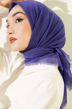 Alternative view of Vera Plain Scarf with Hem Edge Persian Violet