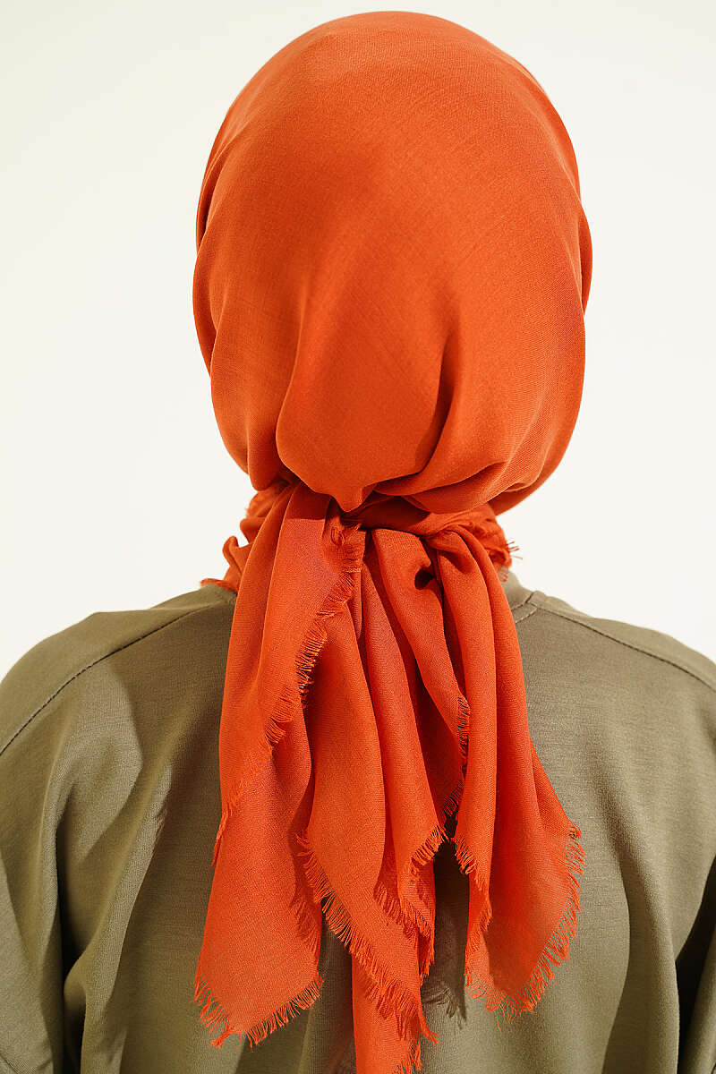 Vera Plain Scarf with Hem Edge Orange - الصورة 3