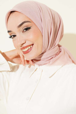 Alternative view of Vera Plain Scarf with Hem Edge Powder Pink