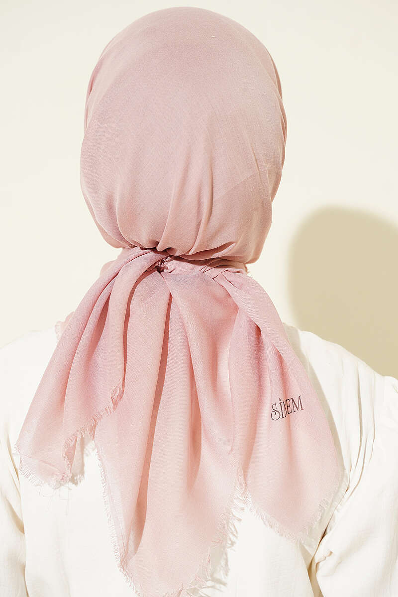Vera Plain Scarf with Hem Edge Powder Pink - الصورة 3
