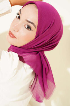 Alternative view of Vera Plain Scarf with Hem Edge Wine Red