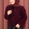 Vera Plush Cardigan with Front Tie Burgundy - immagine 3