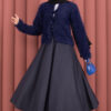 Vera Plush Cardigan with Front Tie Navy Blue - immagine 5