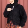 Vera Plush Cardigan with Front Tie Black – Image 3