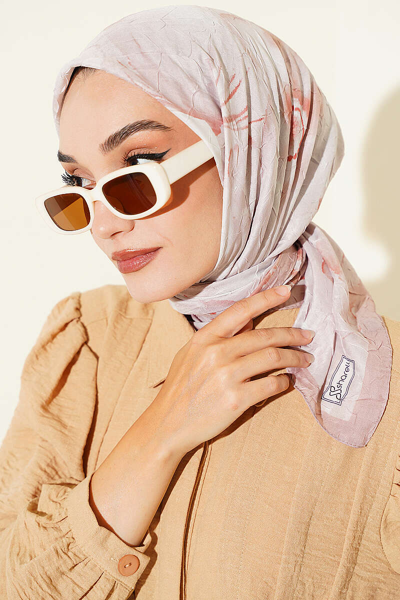 Verona Patterned Bamboo Crinkle Scarf Mink - الصورة 5