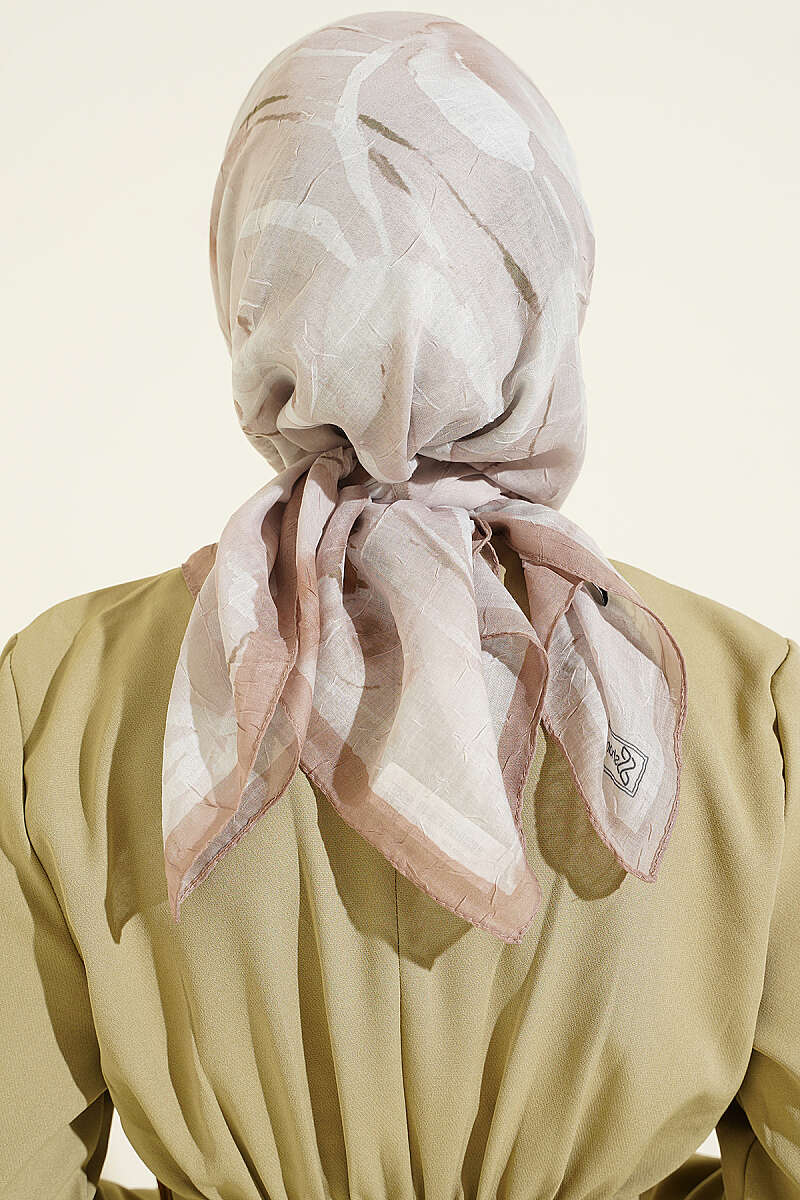 Verona Patterned Bamboo Crinkle Scarf Mink - الصورة 3